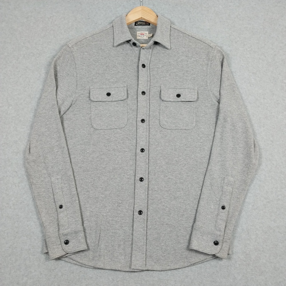 Faherty Legend Shirt Mens Small Gray Flannel Sweater Casual Button Up Soft